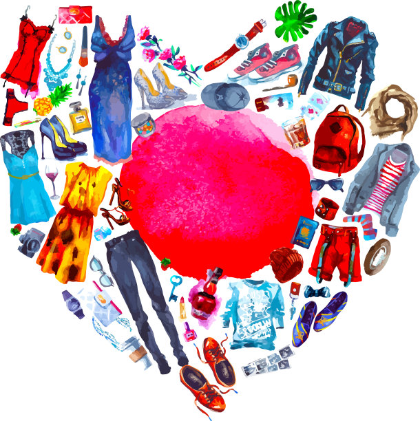 用水彩画的心的东西图片下载