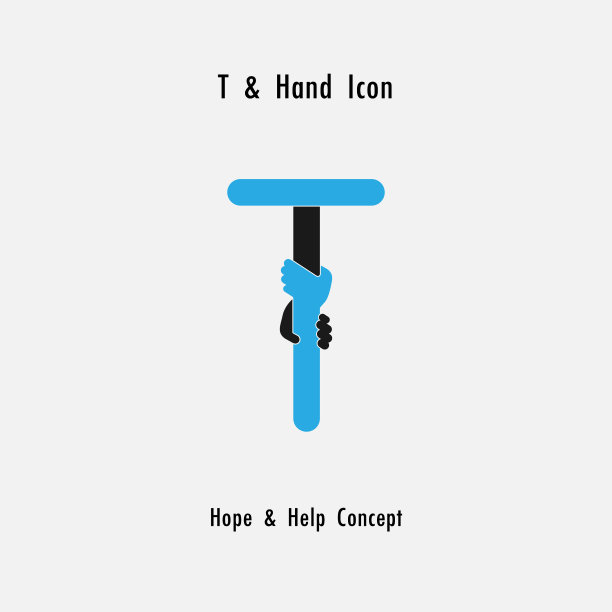 创意t字母图标抽象和手图标图片下载