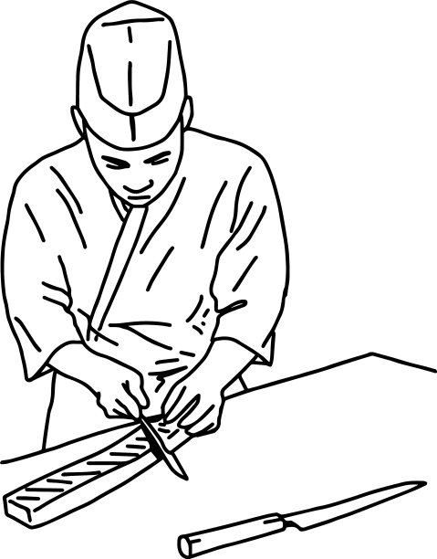 亚洲厨师切鱼片做寿司图片下载