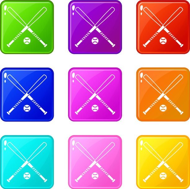 交叉棒球棒和球组9图片下载