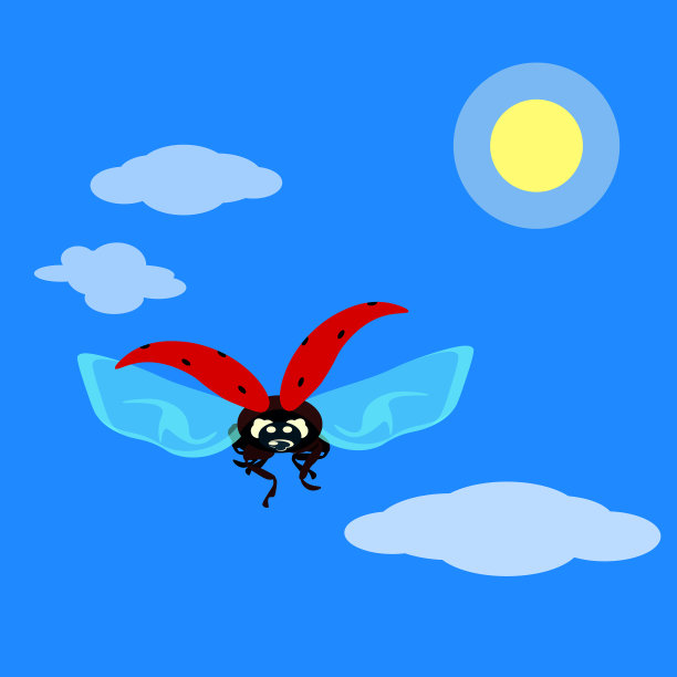 七星瓢虫在天空中平直地飞翔图片下载