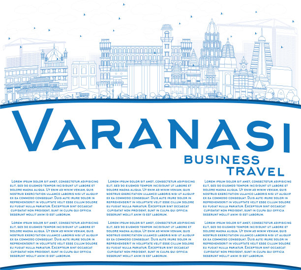 用蓝色建筑勾勒瓦拉纳西的天际线图片下载