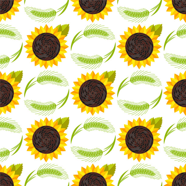 麦穗收获金黄的向日葵图片下载