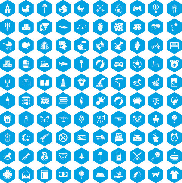 100托儿所图标设置蓝色图片下载