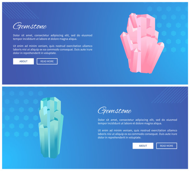 宝石网页海报设置矿物和晶体图片下载