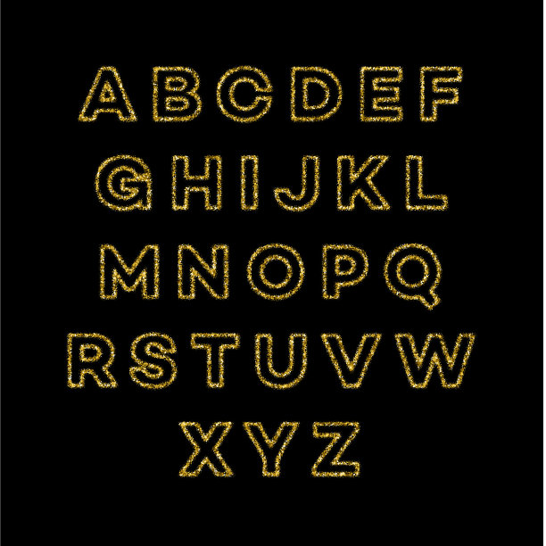 金色闪光的字母字体集图片下载