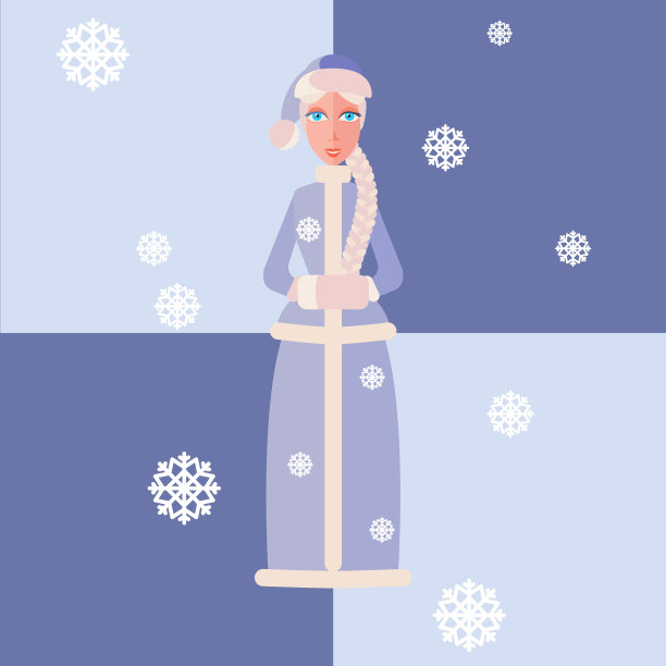 雪少女在平坦风格的圣诞节图片下载