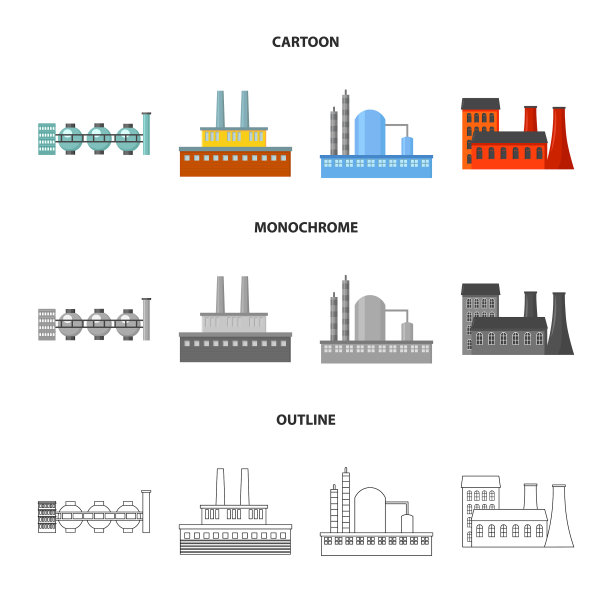 工业生产工厂集合图标图片下载