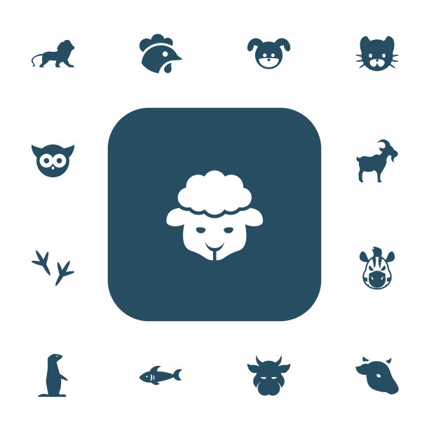 一组13可编辑的动物园图标包括符号图片下载
