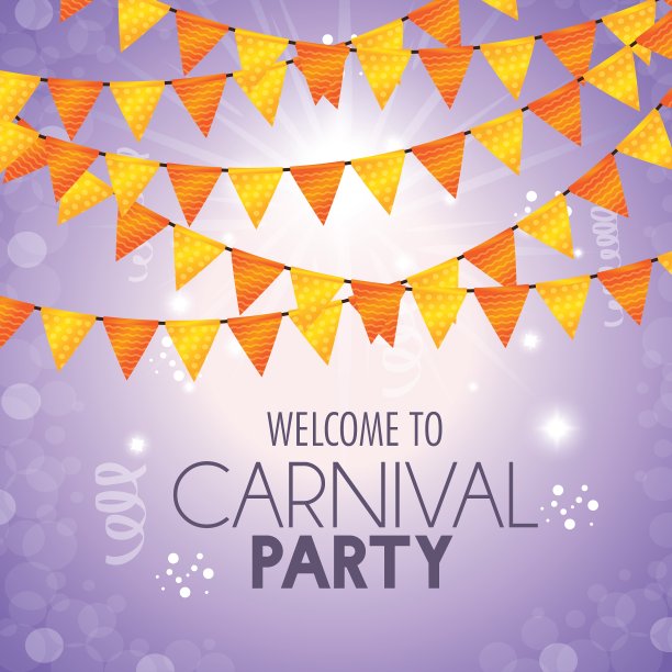 欢迎狂欢派对锦旗装饰五彩纸屑图片下载