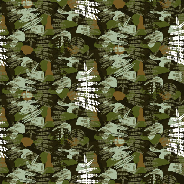 蕨叶伪装大自然的无缝图案图片下载