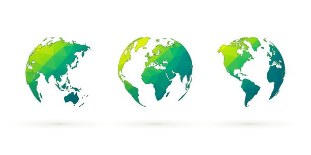 抽象的绿色地球仪设置世界行星地球与图片下载