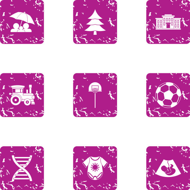 森林保护图标设置垃圾摇滚风格图片下载