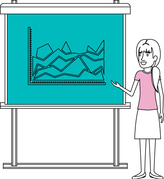 彩色型材剪影的女商人图片下载