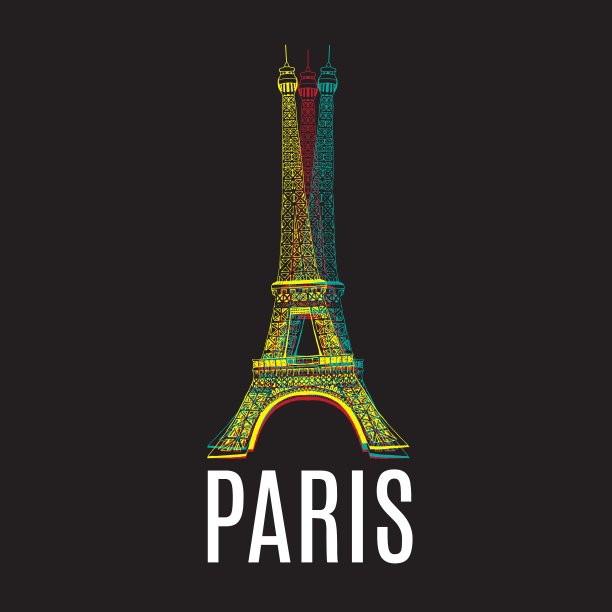 标志与埃菲尔铁塔和文本巴黎图片下载