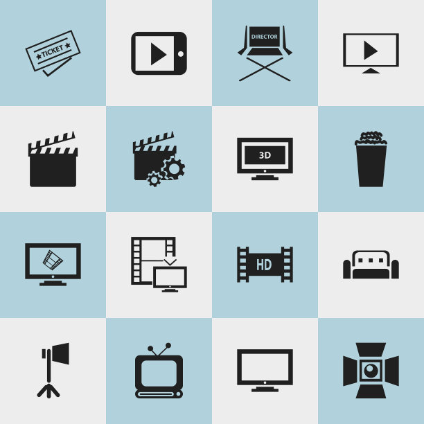 一套16可编辑的拍摄图标包括符号图片下载