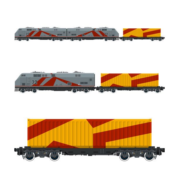 灰色机车和橙色集装箱图片下载