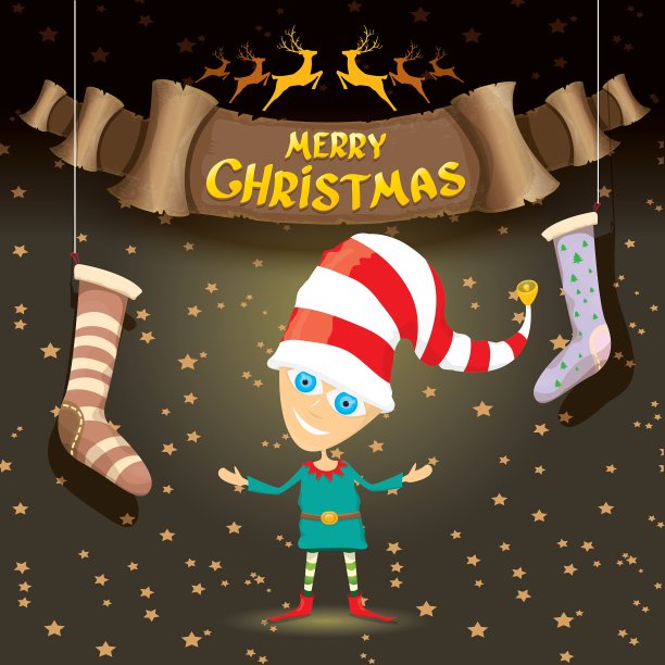 卡通可爱的圣诞小精灵图片下载