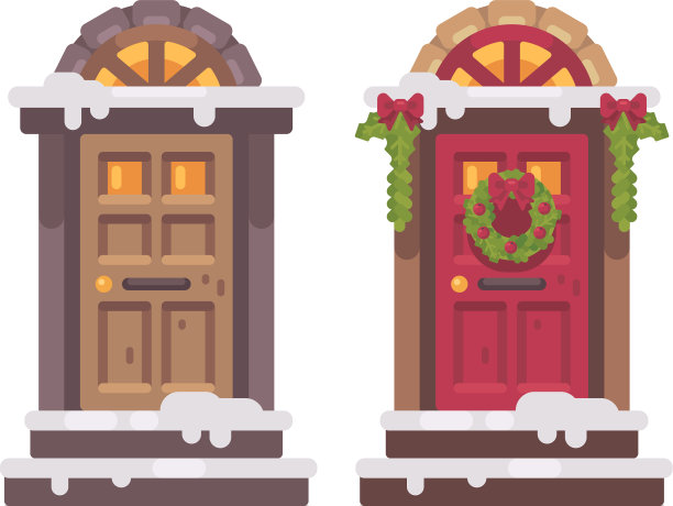 两个冬天的门圣诞装饰门廊图片下载