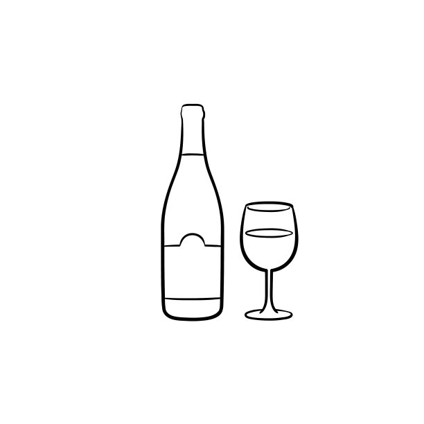 手绘葡萄酒瓶草图图标图片下载