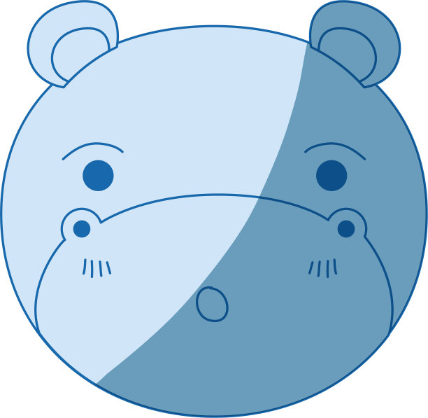 蓝色阴影剪影河马可爱的脸图片下载