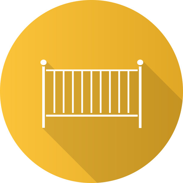 婴儿床平面设计长阴影字形图标图片下载