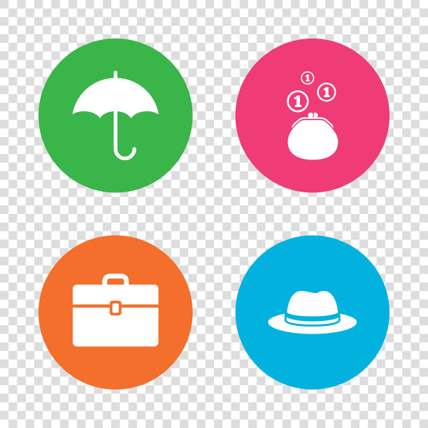 雨伞、钱包和带箱子的帽子图片下载