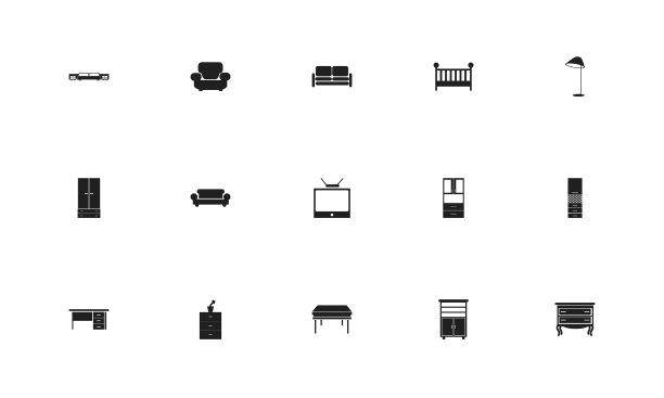 一组15可编辑的内部图标包括图片下载