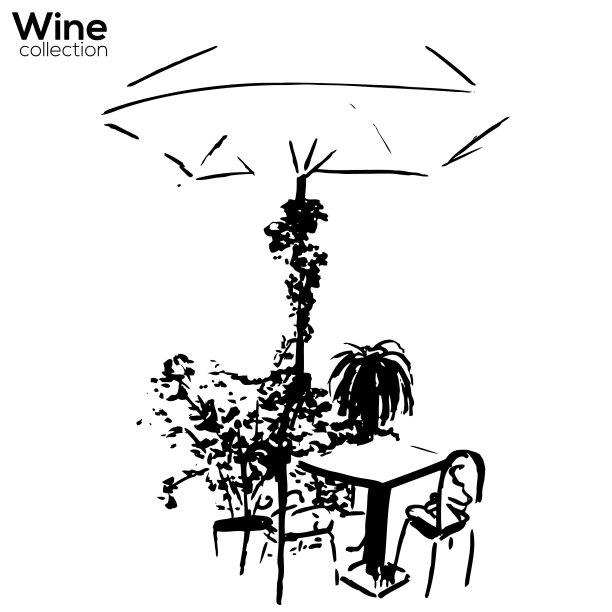 树木收集水墨咖啡馆场景与植物图片下载