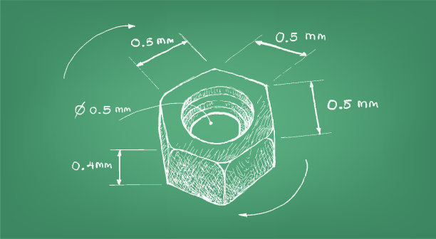 图纸上六角螺母螺钉尺寸图片下载