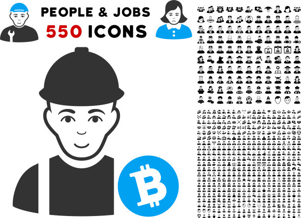 比特币矿工图标与奖金图片下载
