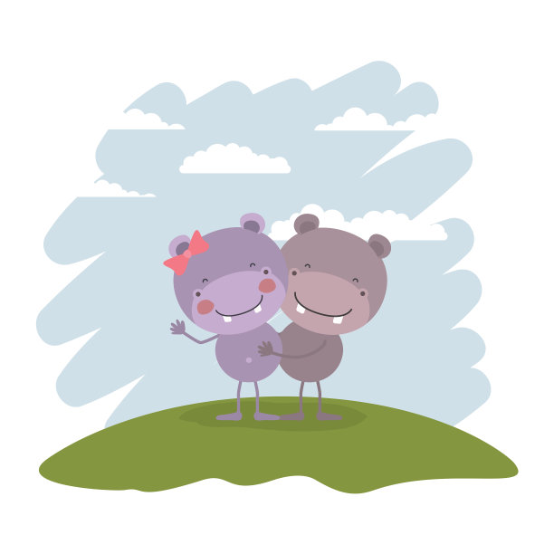 色彩场景，天空景观和草与夫妇图片下载