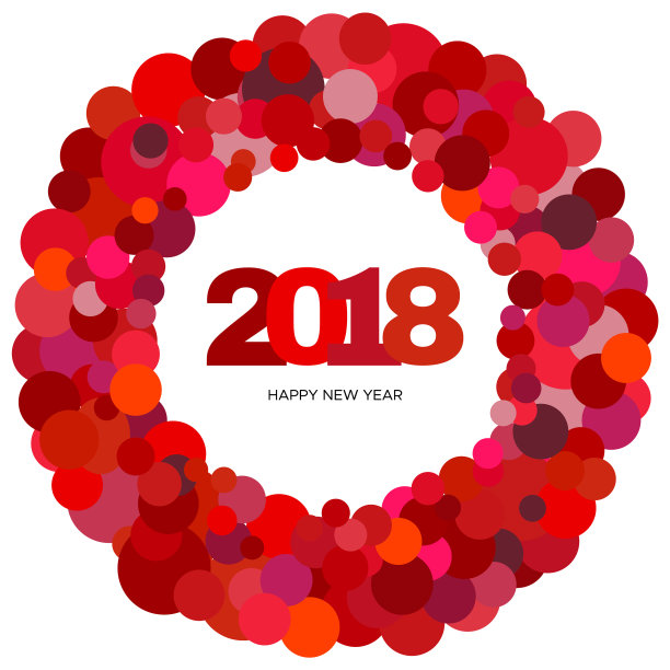 红色圆圈上写着新年快乐图片下载