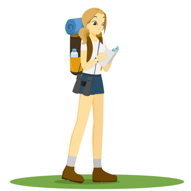 女子背包学习地图在手孤立图片下载