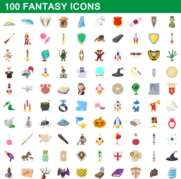 100幻想图标设置卡通风格图片下载
