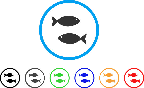 鱼对圆形图标图片下载