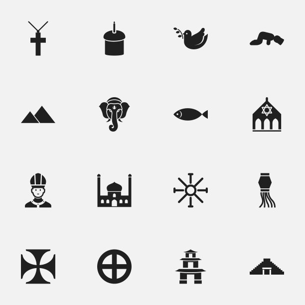 一套16可编辑的宗教图标包括图片下载