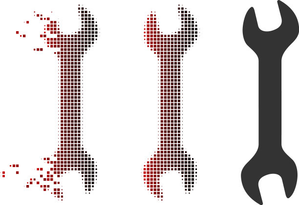 分割像素半色调扳手图标图片下载