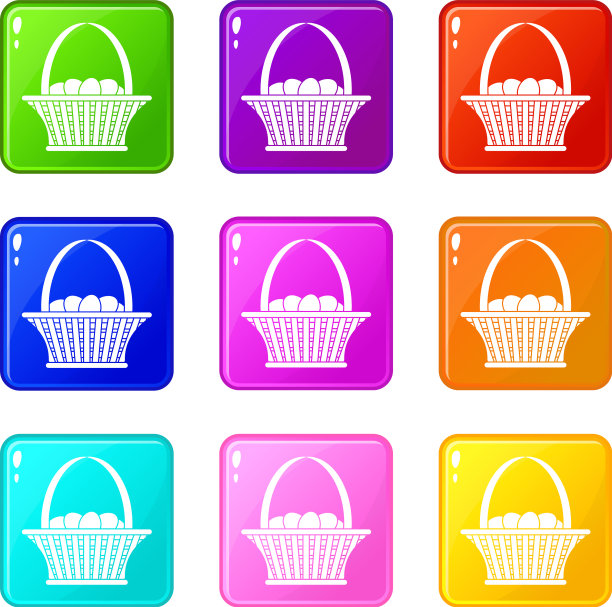 复活节篮子图标9集图片下载