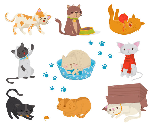 平板与有趣的猫卡通图片下载