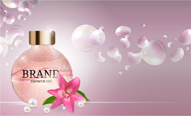 用于广告或杂志的沐浴露瓶模板图片下载