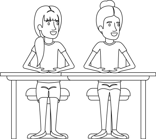 坐在一号桌子上的女人的黑白剪影图片下载