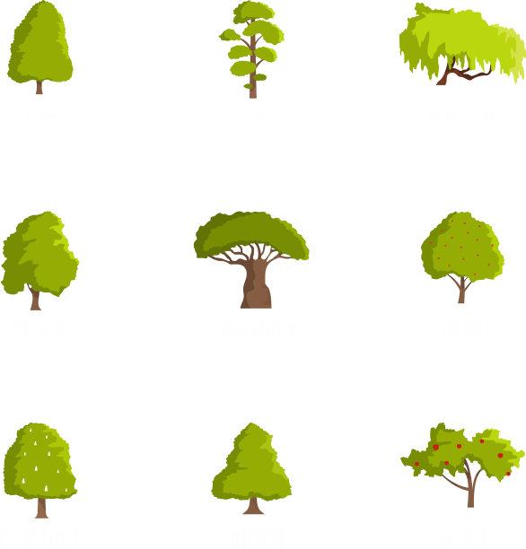 树图标设置卡通风格图片下载