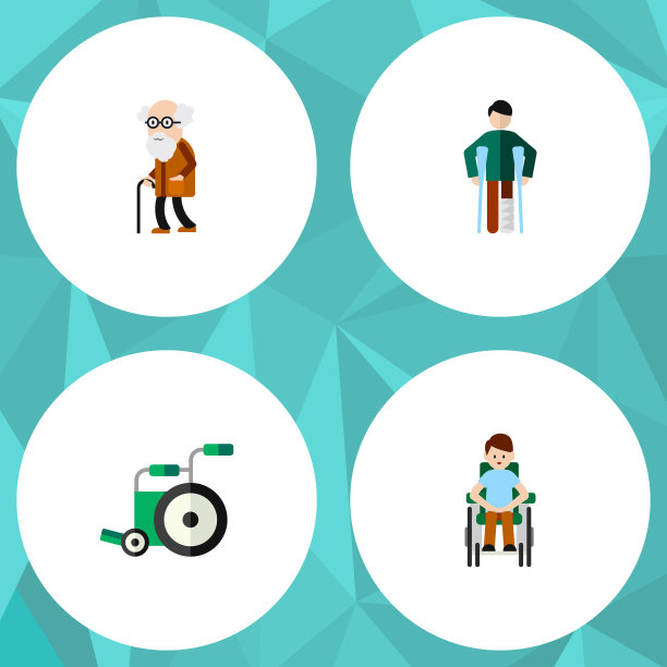 扁平图标残废一组残疾的人祖先图片下载