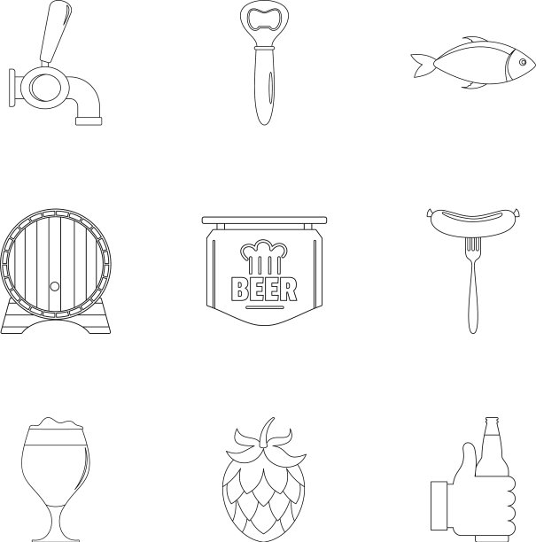 晚餐时间图标设置大纲风格图片下载