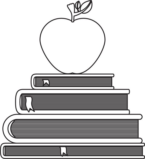孤立的书籍和苹果设计图片下载