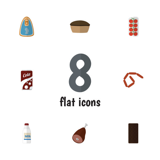 平面图标套餐的糖果，番茄挞和图片下载