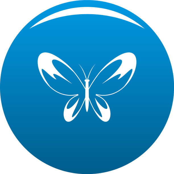 宽翅蝴蝶图标蓝色图片下载