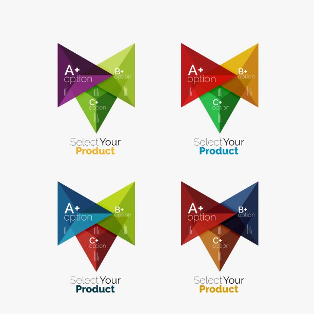 一套三角形选项信息图布局图片下载