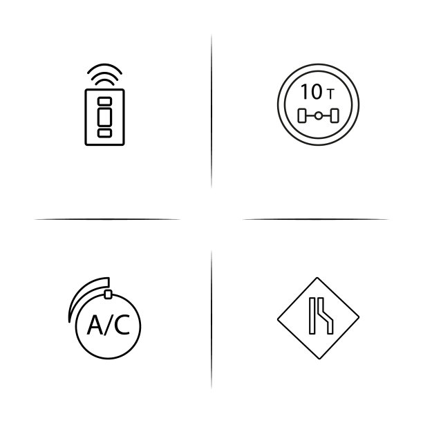 汽车和交通的简单线性图标集图片下载